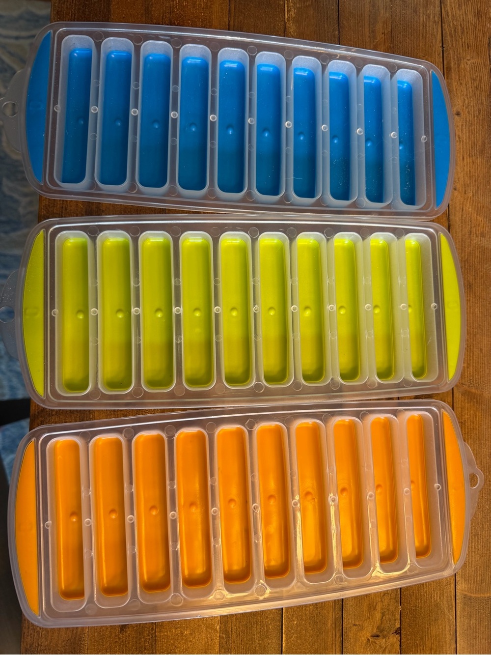 Blue, Green, and Orange Silicone Ice Molds - 3-Pack